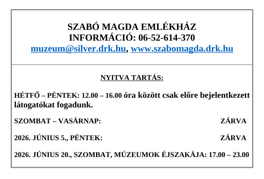 2026. júniusi nyitvatartás